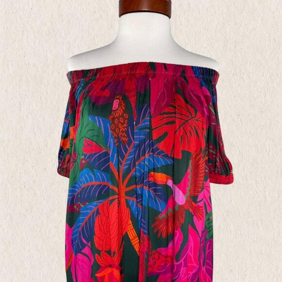 NWT Farm Rio Anthropologie Tropical Maxi Dress Sz S Off Shoulder Resort Vacation - Picture 2 of 8